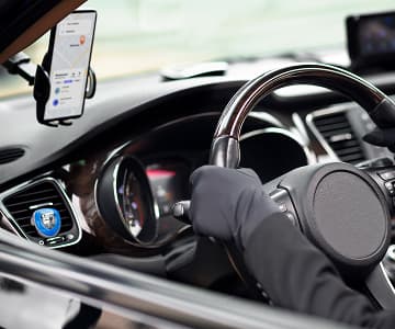 Driver behind the wheel